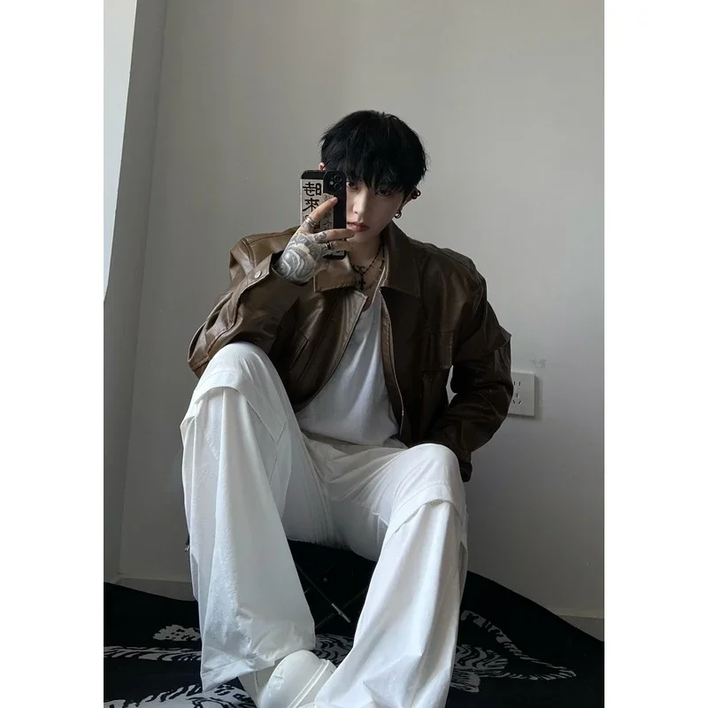 2025 Fall New Men's Padded PU Biker Jacket