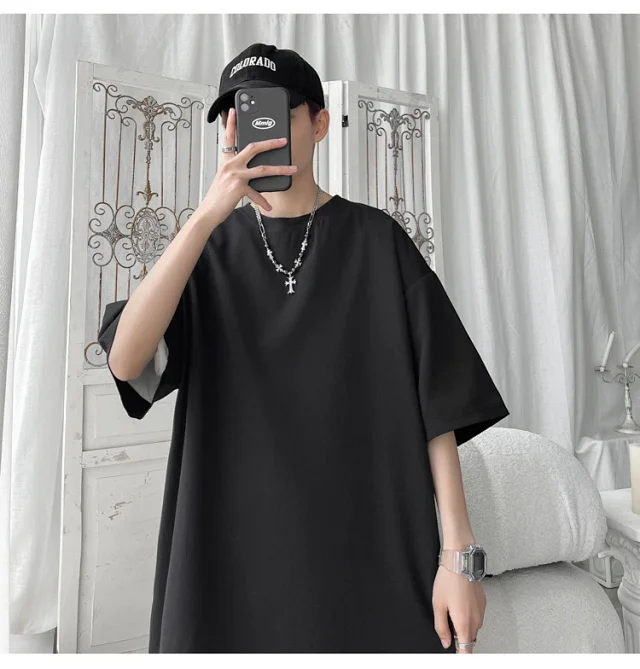 Unisex Oversized Ice Silk Draped Tee Detail