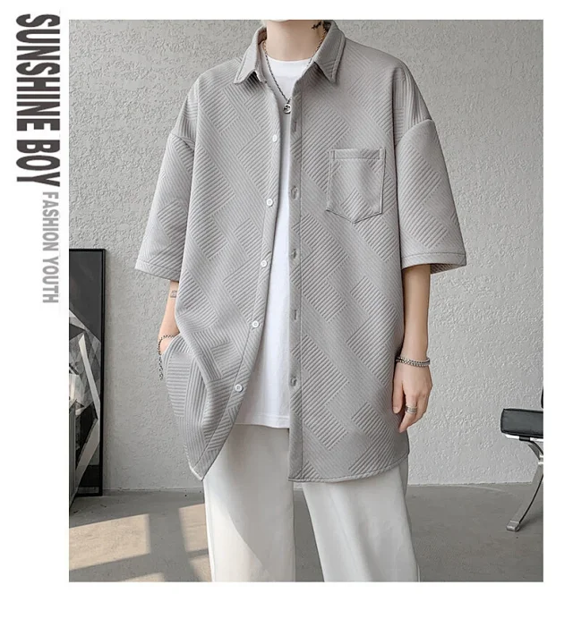 Baroque Japanese Men's Boyfriend Short-Sleeve Shirt Detail