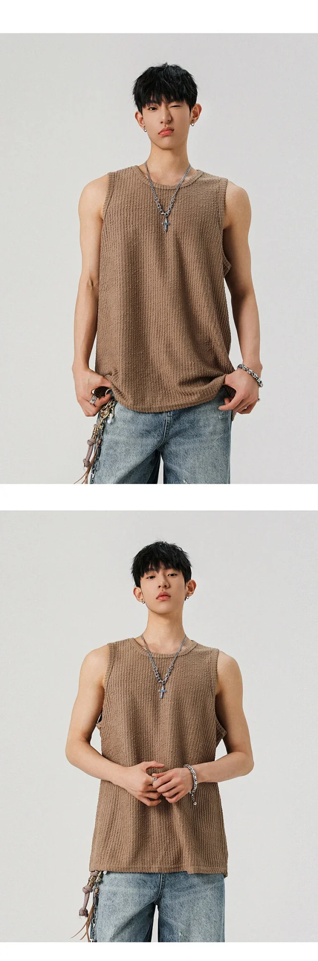 Men's Relaxed Street Sleeveless Vest Detail
