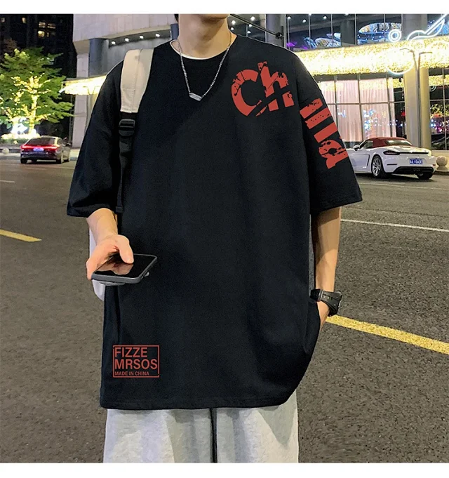 Men's Loose Cotton Tee HK Style Detail