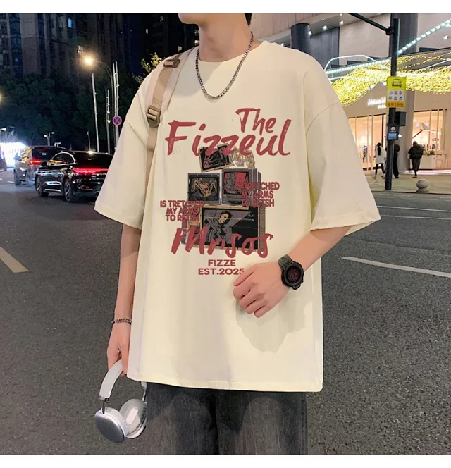 Men's Trendy Oversized Heavyweight Cotton T-Shirt Detail