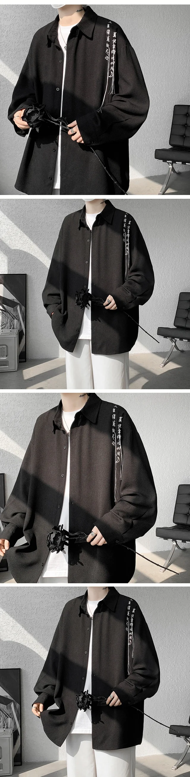 Men's Summer Retro Embroidered Shirt Detail