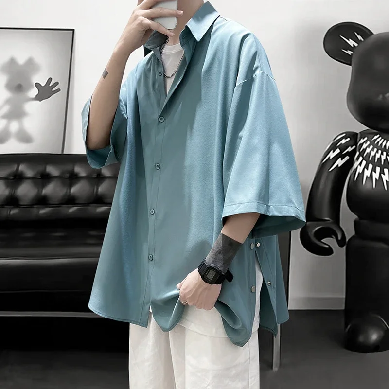 Men's Designer Chiffon Mid-Sleeve Shirt