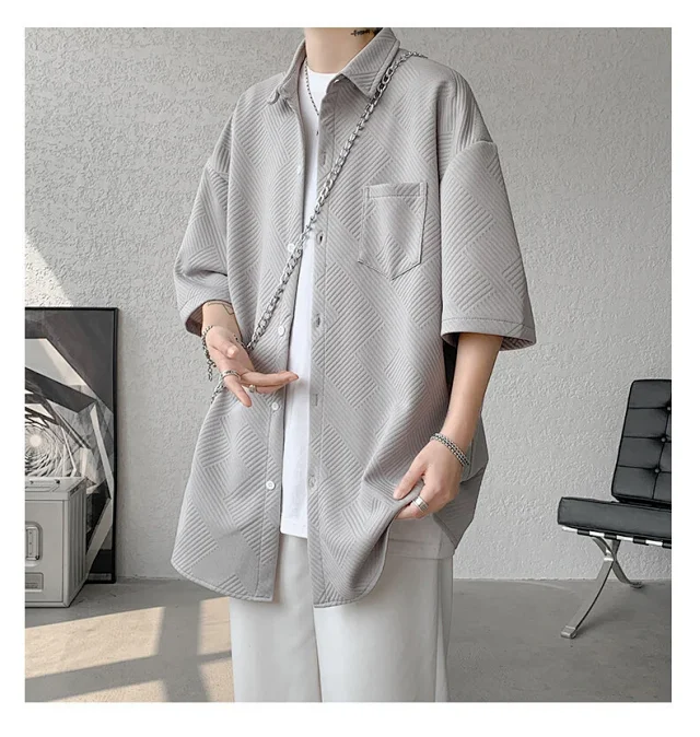 Baroque Japanese Men's Boyfriend Short-Sleeve Shirt Detail
