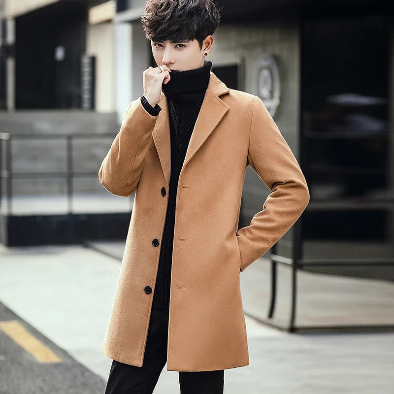 AW21 Korean Men's Slim Classic Wool Coat