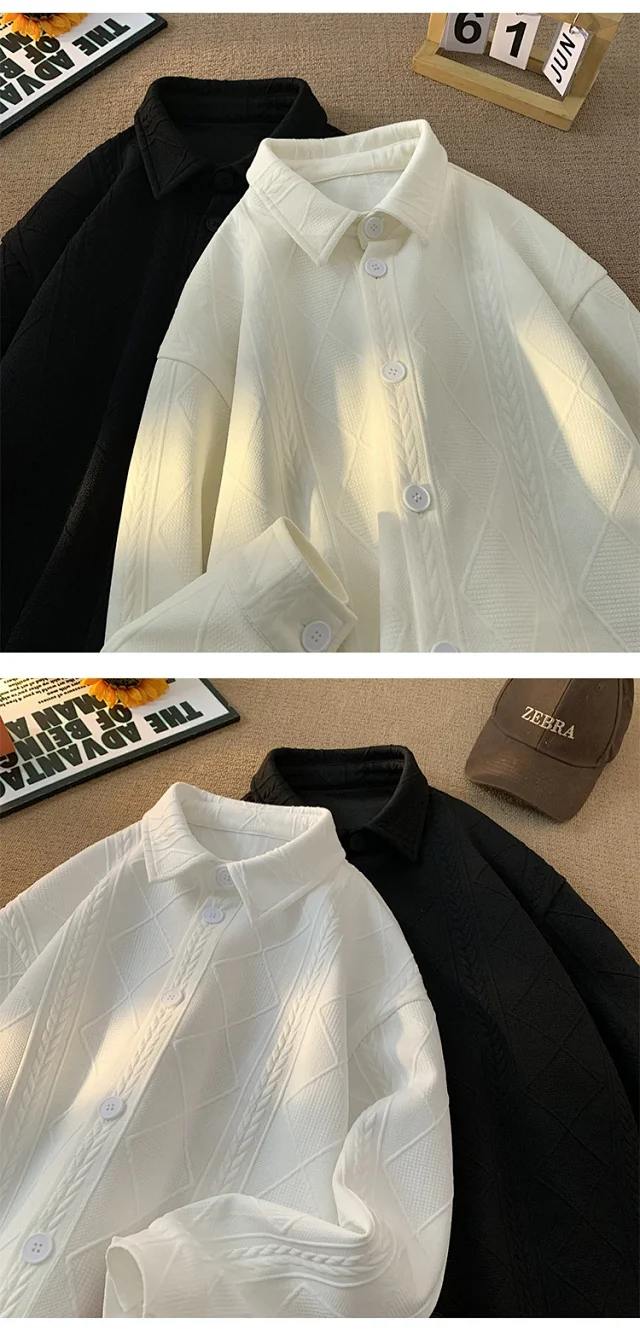 Men's Jacquard Long Sleeve Casual Shirt Detail