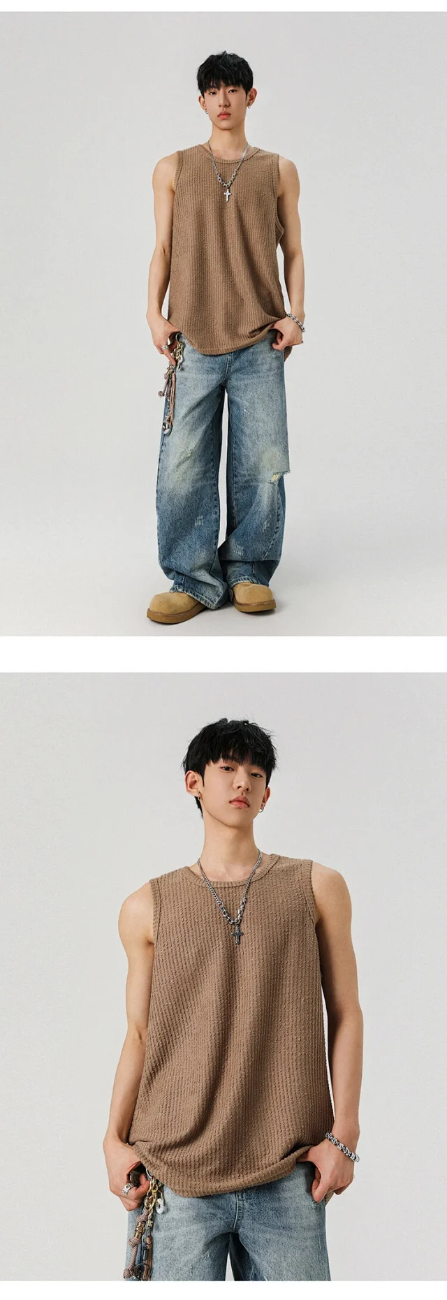 Men's Relaxed Street Sleeveless Vest Detail