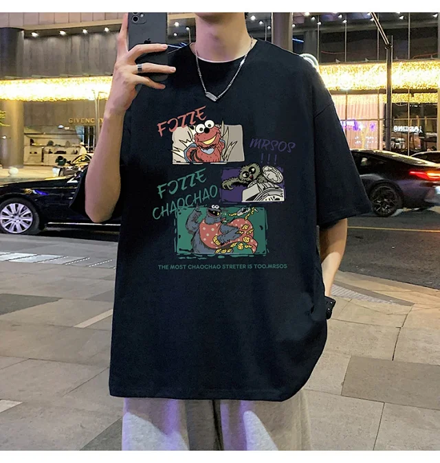 Men's Summer Oversized Cotton Street Tee Detail