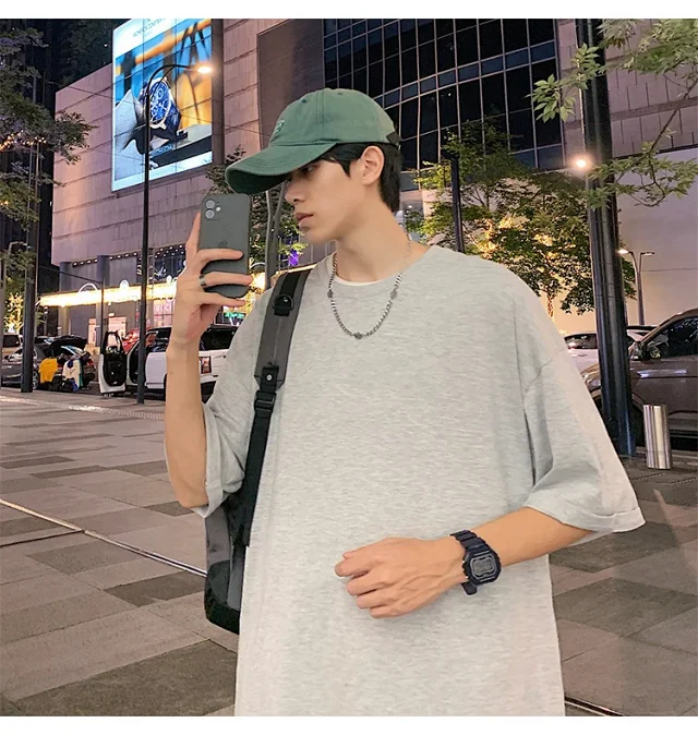 Men's Summer Oversized Heavyweight Cotton T-Shirt Detail
