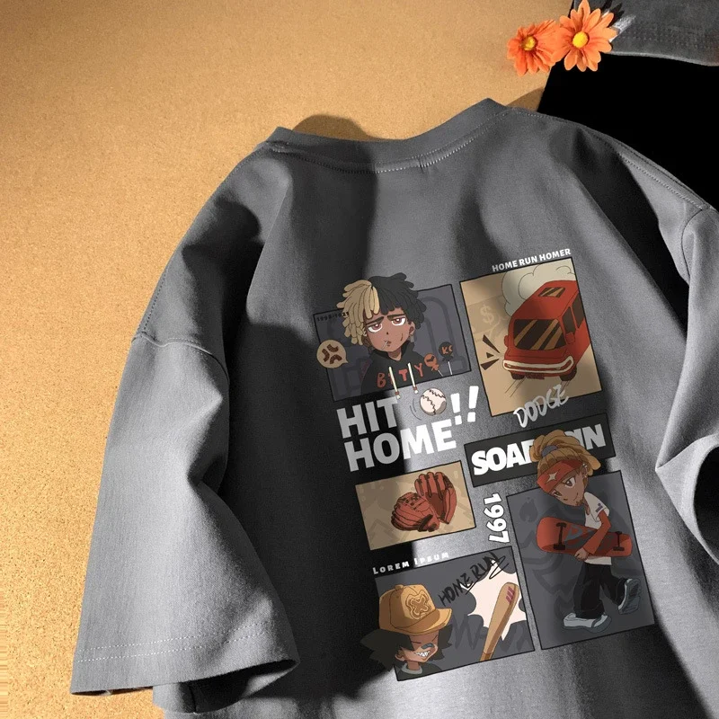 Men's Cartoon Print Heavyweight Cotton Tee