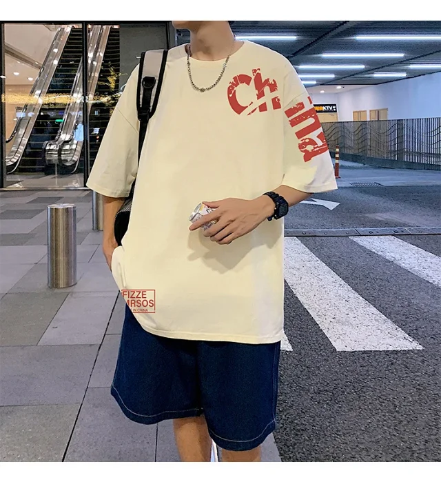 Men's Loose Cotton Tee HK Style Detail