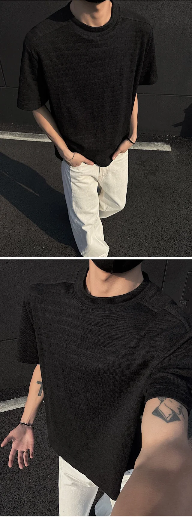 Cleanfit Men's Textured Short Sleeve T-Shirt Detail
