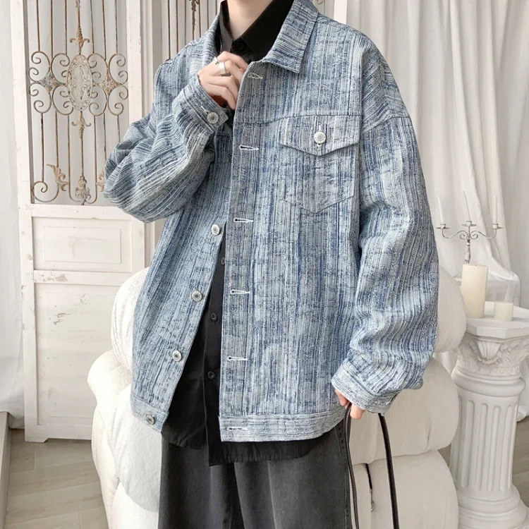 Men's Oversized Washed Denim Utility Jacket