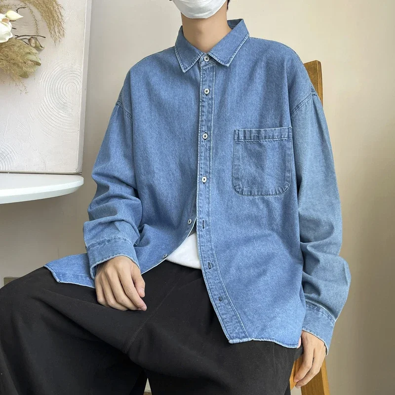 Men's Vintage HK Style Denim Cardigan