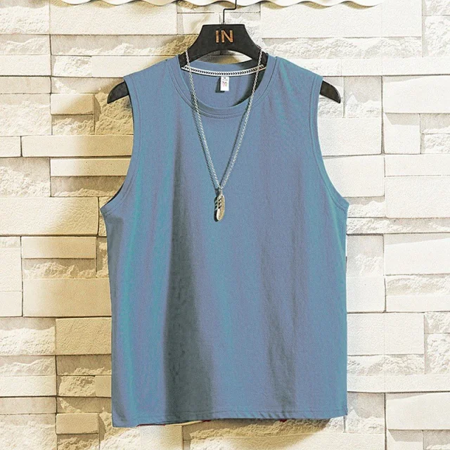 Summer Men's Cotton Printed Tank Top Detail