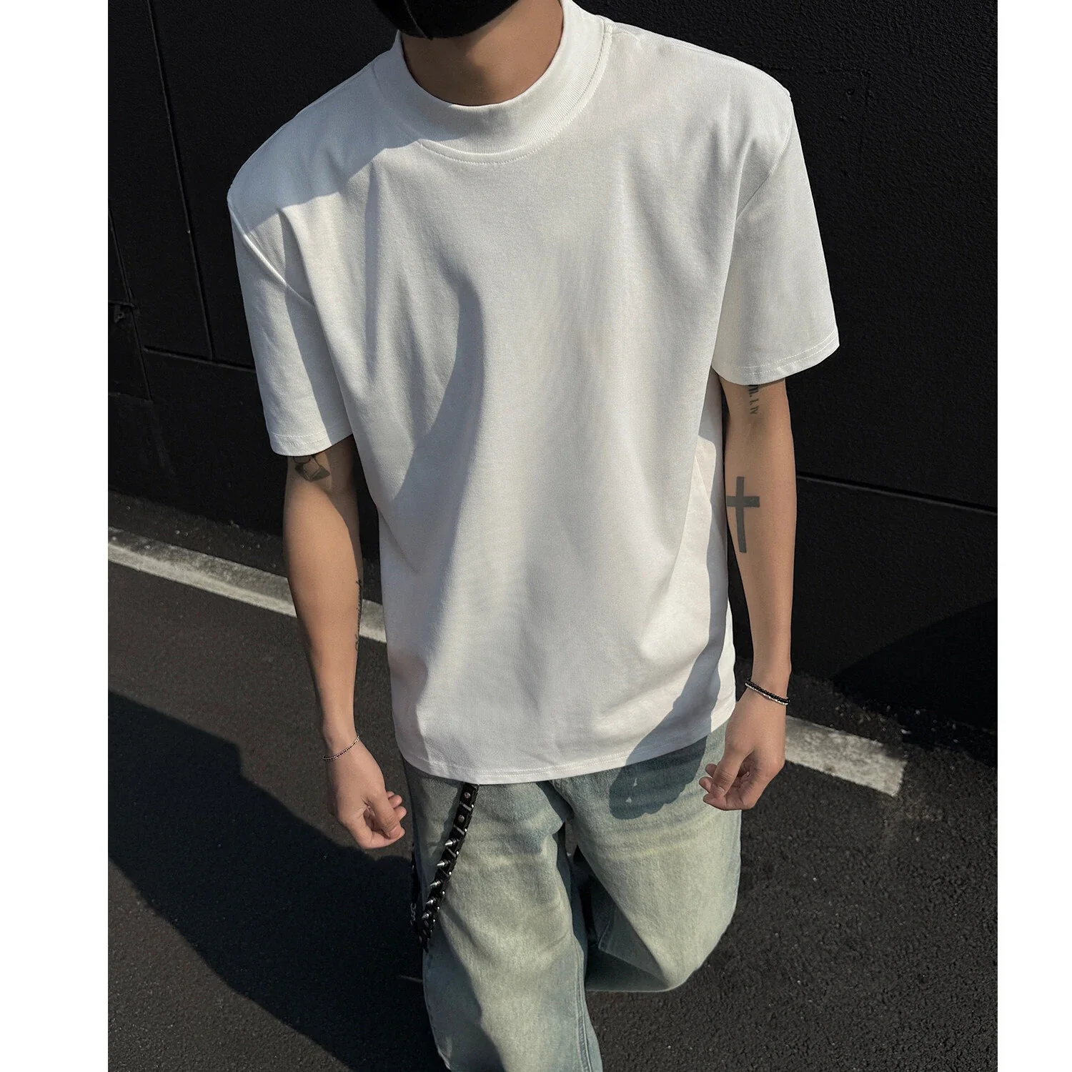 Cleanfit Men's Mock Neck Heavyweight Tee