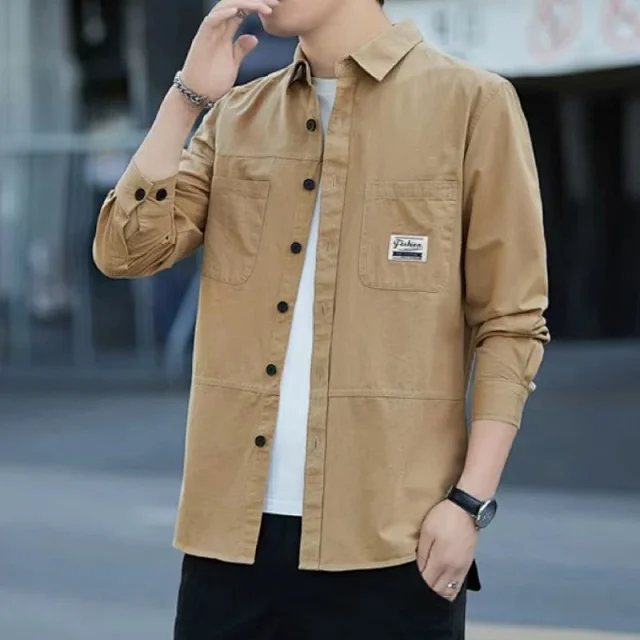Men's 100% Cotton Long-Sleeve Work Shirt Detail
