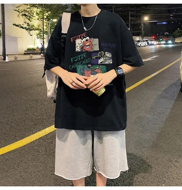 Men's Summer Oversized Cotton Street Tee Detail
