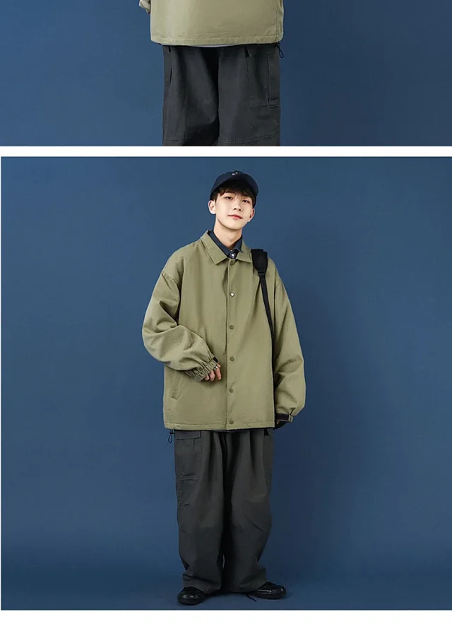 Men's Plus Size Korean Coach Jacket Detail