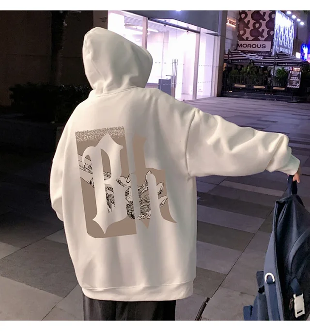 Japanese Hiphop Men's Oversized Cotton Hoodie Detail