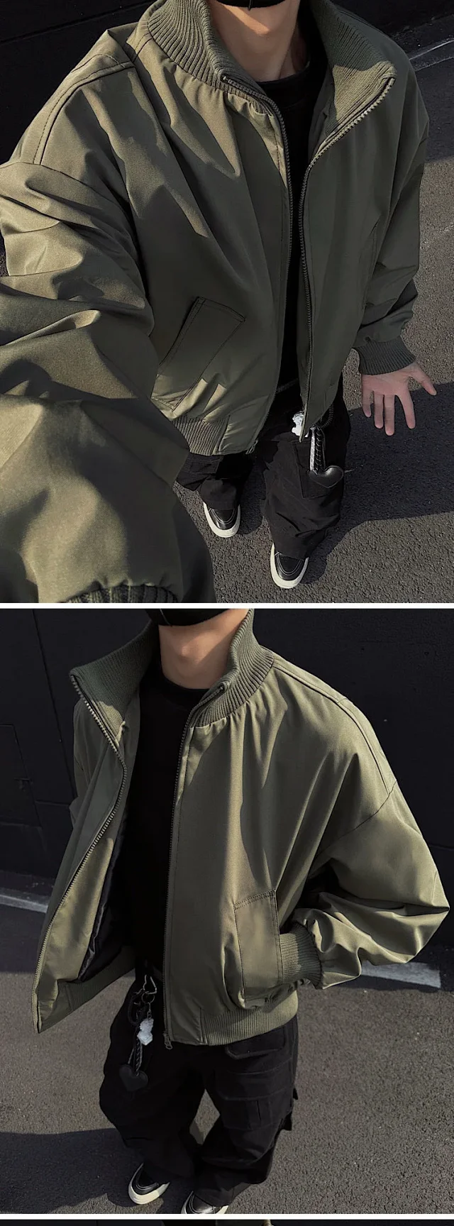 Men's Vintage Oversized Bomber Jacket Detail