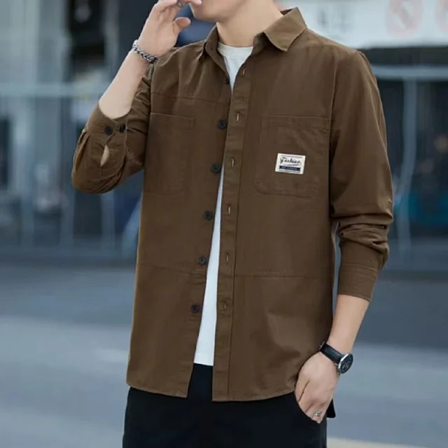 Men's 100% Cotton Long-Sleeve Work Shirt Detail
