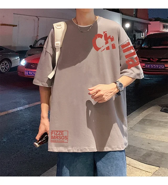 Men's Loose Cotton Tee HK Style Detail