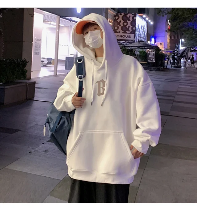 Japanese Hiphop Men's Oversized Cotton Hoodie Detail