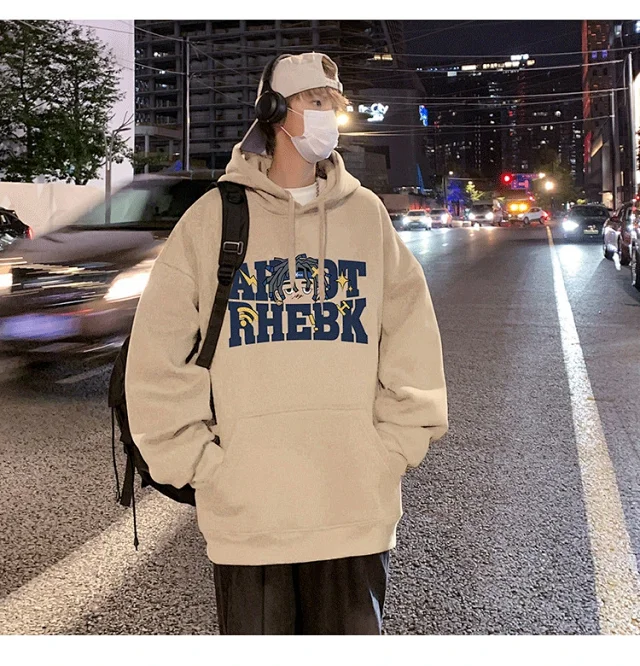 Men's Heavyweight Cotton Fleece Hoodie Fall Winter Detail