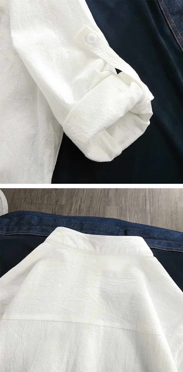 Men's Medium Sleeve Cotton Linen Shirt Detail