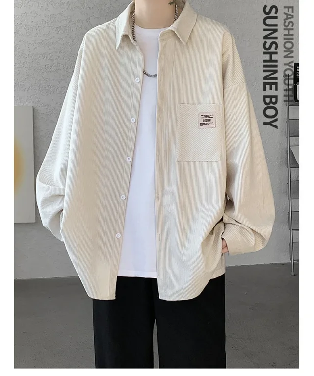 Men's Vintage Corduroy Long Sleeve Shirt Detail