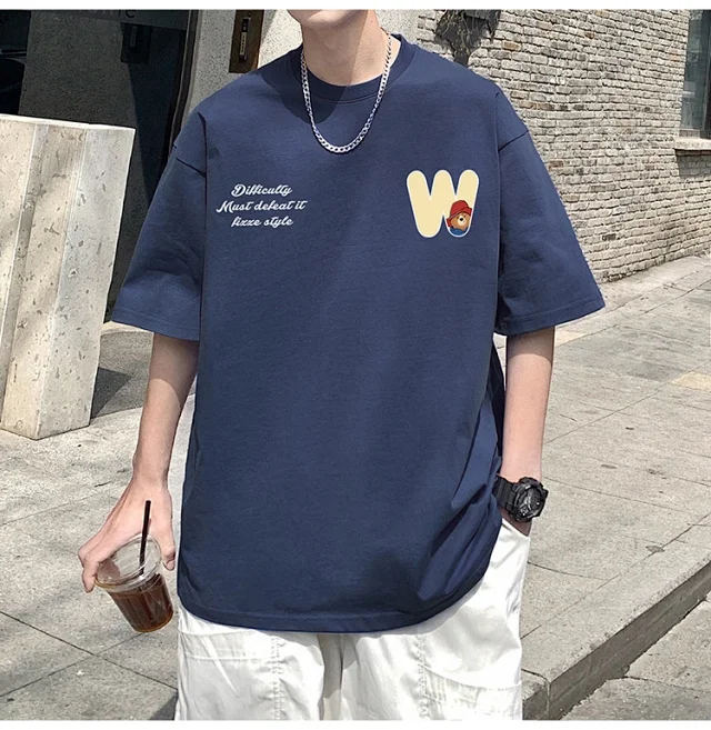 2025 Men's Bear Print Heavyweight Cotton T-shirt Detail