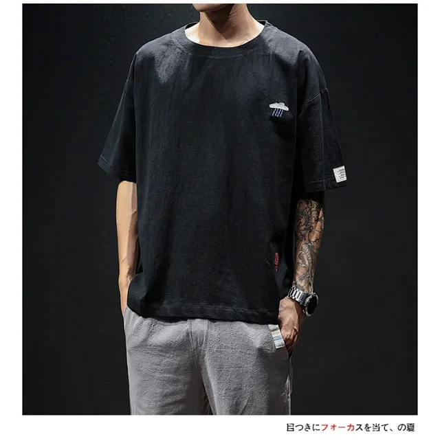 Linen T-shirt Men's Short Sleeve Detail