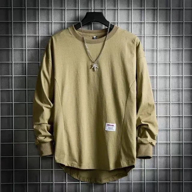 Men's Trendy Oversized Long Sleeve Tee Detail