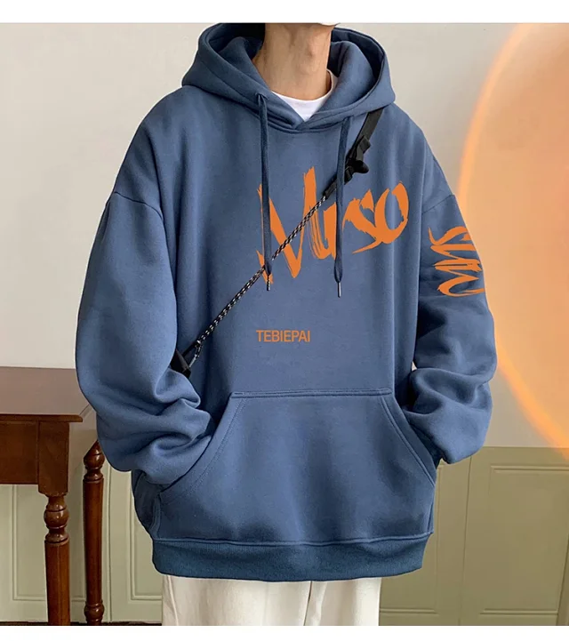 Men's Vintage American Graphic Fleece Hoodie Detail