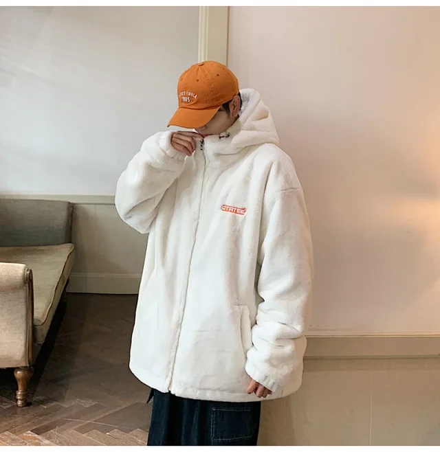 Men's Winter Sherpa Fleece Oversized Coat Detail
