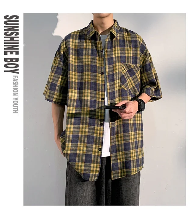 Men's 2025 New Plaid Short Sleeve Shirt Detail