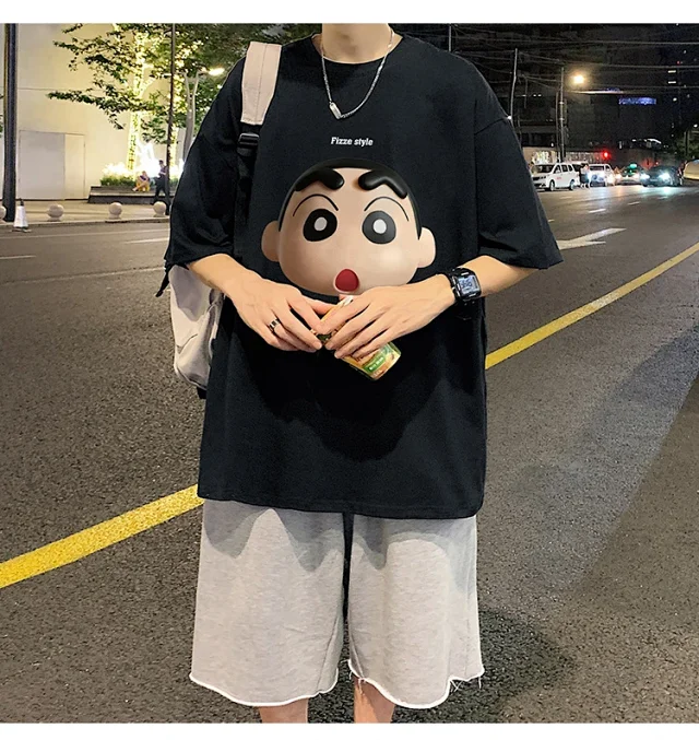 Men's Heavyweight Cotton Cartoon Tee Loose Detail