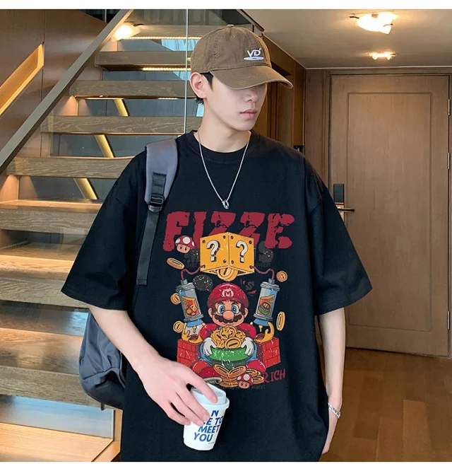 Men's 2025 Summer Cotton Cartoon Tee Detail