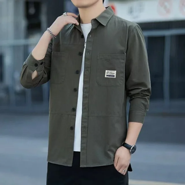 Men's 100% Cotton Long-Sleeve Work Shirt Detail