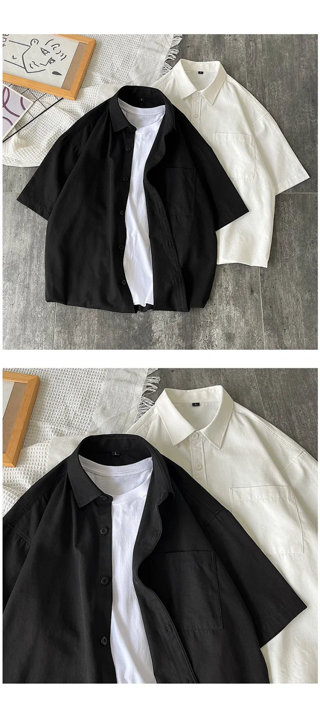 Men's Summer Casual Cotton Short-Sleeve Shirt Detail