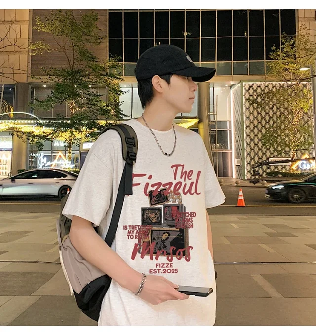 Men's Trendy Oversized Heavyweight Cotton T-Shirt Detail