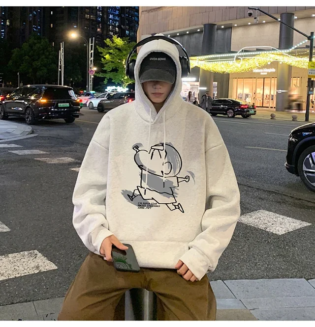 Men's Cotton Hoodie Cartoon Youth Loose Detail
