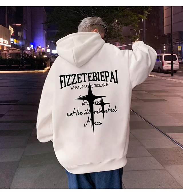 Men's Heavy Fleece Retro Hoodie Oversized Detail