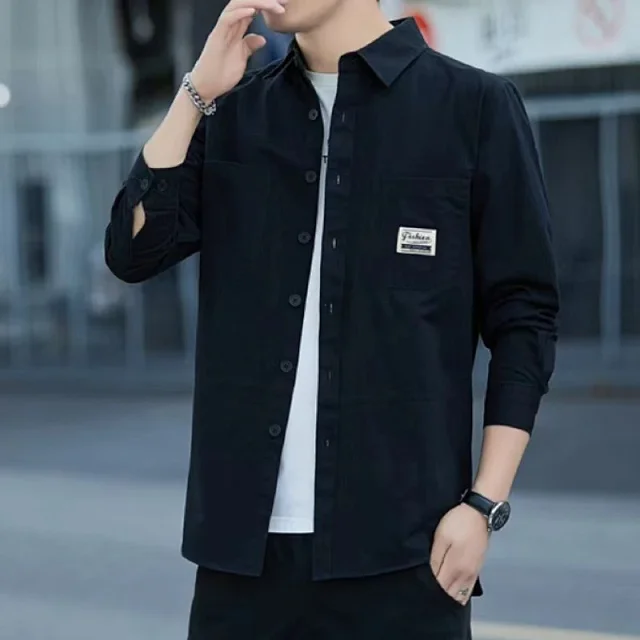 Men's 100% Cotton Long-Sleeve Work Shirt Detail