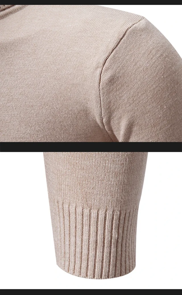 Men's Retro Minimalist Solid Turtleneck Knit Detail