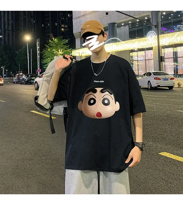 Men's Heavyweight Cotton Cartoon Tee Loose Detail