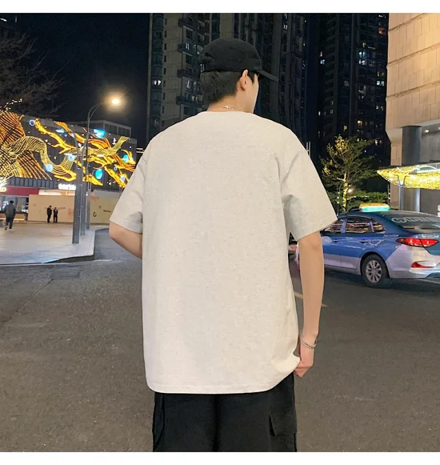 Men's Trendy Oversized Heavyweight Cotton T-Shirt Detail