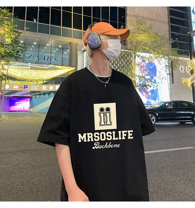 Men's Heavyweight Cotton Oversized T-Shirt Detail